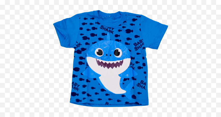 T - Shirt Baby Shark Azul Short Sleeve Emoji,Shark Emoticon