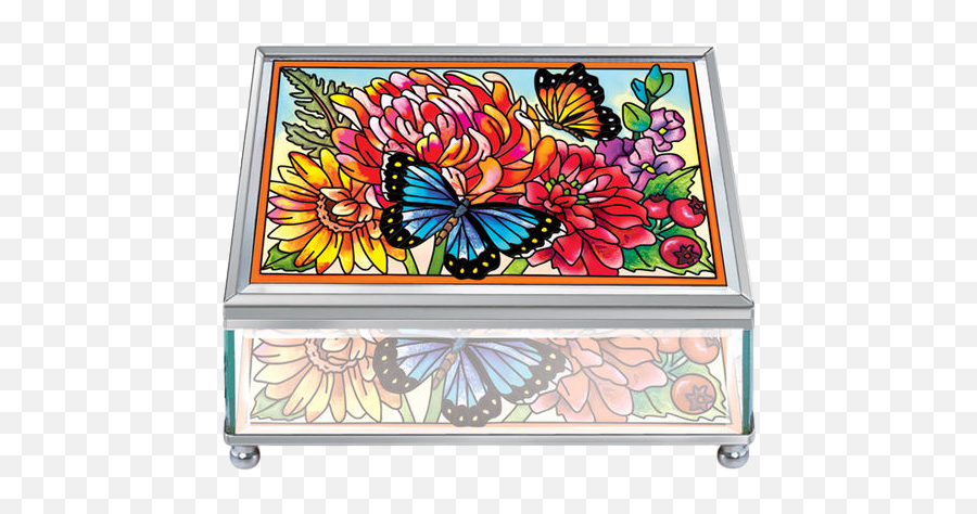 Summer Butterflies Jewelry Box - Large Emoji,Fowers And Butterfly Emojis