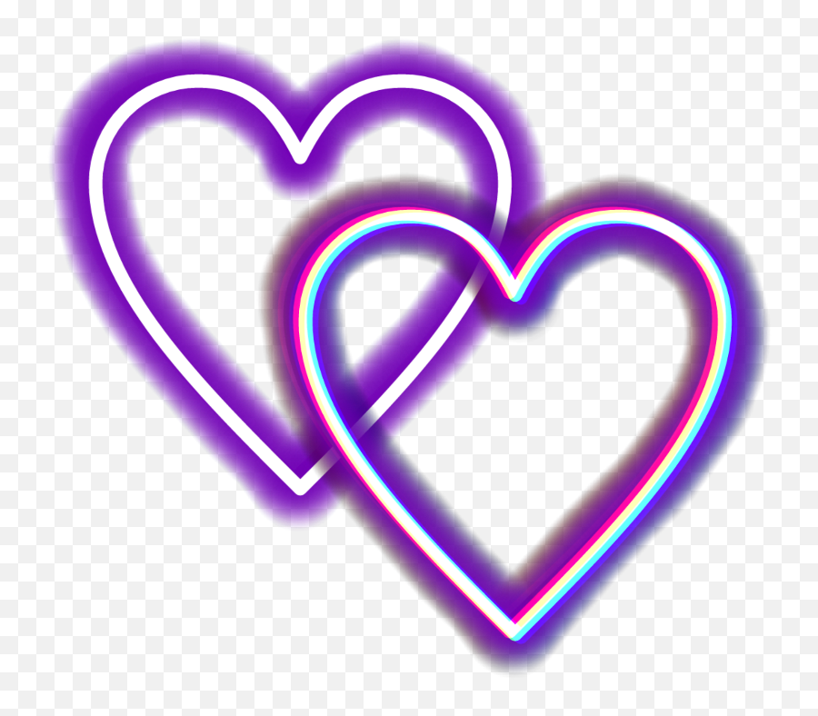 Mq Purple Glitch Neon Hearts - Heart Clipart Full Size Emoji,Purple Ehart Emoji