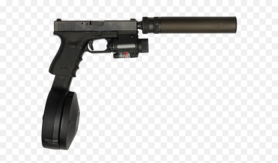 Trigger Firearm Airsoft Guns Glock Gesmbh Pistol - Drum Glock 17 With Drum And Silencer Emoji,Weapon Emojis