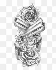 Download Machine Tattoo Flash Firearm - Tattoo Gun And Money Emoji,Rose Emoticon For Tatto