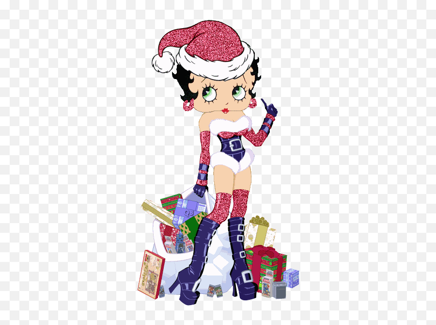 Pin - Animated Betty Boop Christmas Emoji,Sexy Ms. Santa With Emoticon