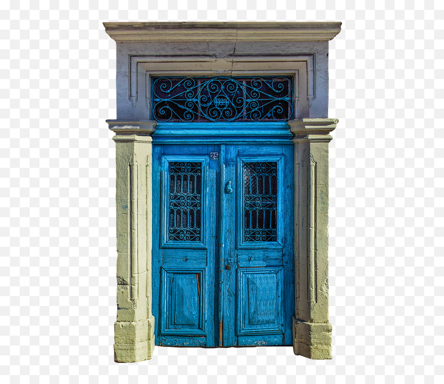 Front Door Decorated Window Glass - Puerta Azul En Madera Emoji,Glass House Emoticon