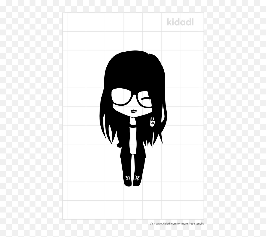 Chibi With Glasses Stencils Free Printable Cartoons - Dot Emoji,Cookie Emoji Free Printable