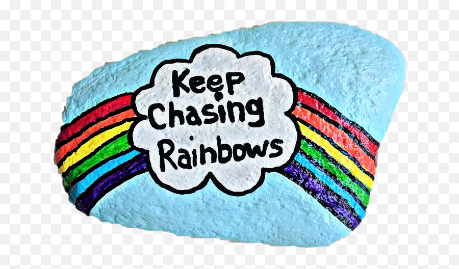 Keep Chasing Rainbows Text Sticker By Kimmytasset - Language Emoji,Emoji Painted Rocks