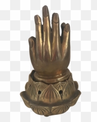 Brass Hands In Prayer On Lotus Flower Incense Burner - Artifact Emoji,Praying Emoji Iphone Locatoin