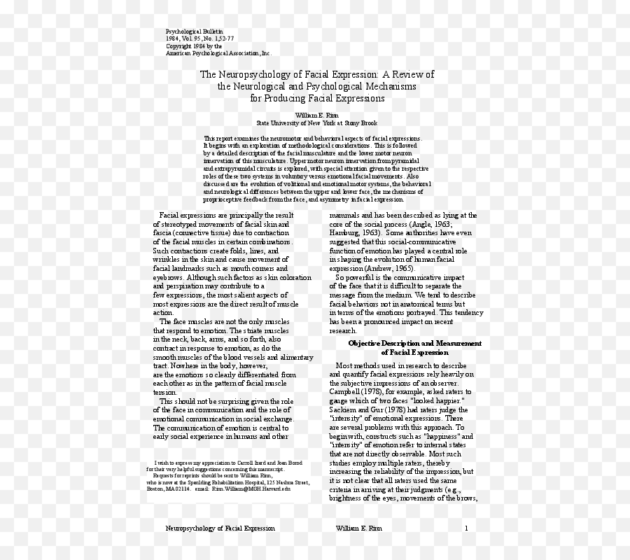 Pdf Neuropsychology Of Facial Expression 1984 Paper - Document Emoji,What Images And Language Did Morrison Utilize To Evoke Emotion