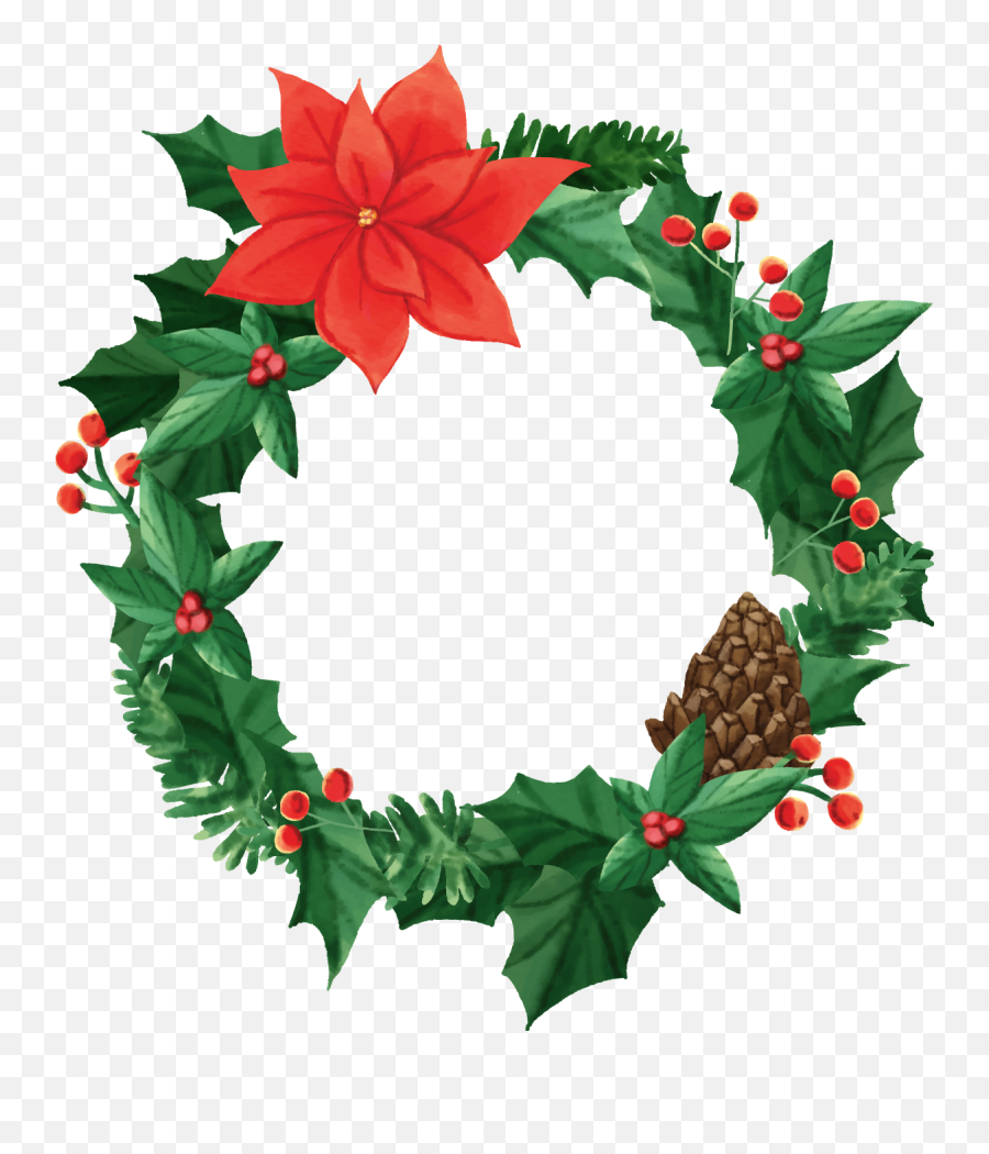 Wreath Christmas Garland Flower - Christmas Wreath Png Corona Navideña Dibujo Png Emoji,Wreath Emoji Transparent Background