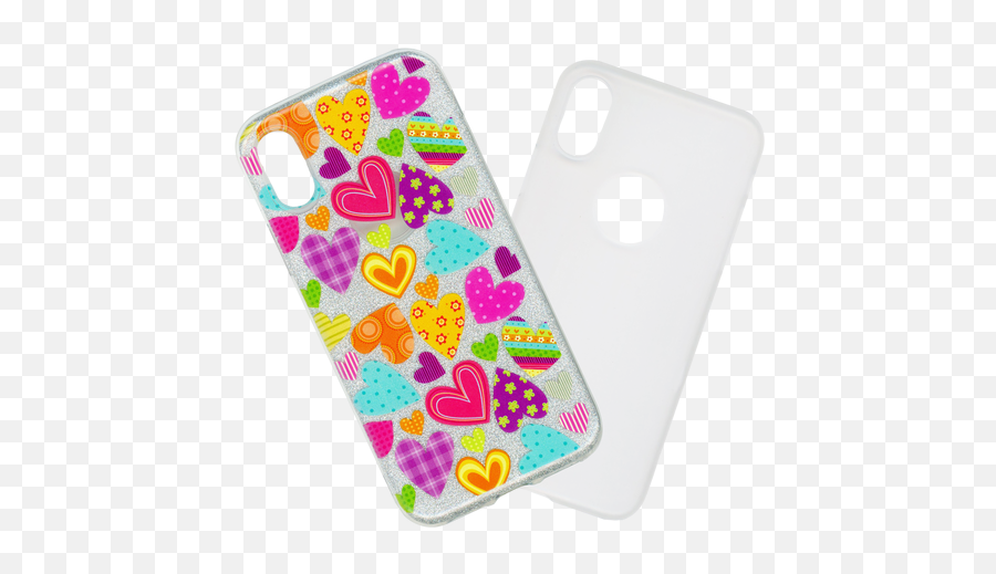 Iphone X10xs Mm Hearts Glitter Hybrid - World Cellular Mobile Phone Case Emoji,Pink Glitter Iphone Emojis
