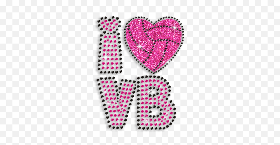 Cute I Heart Vb Volleyball Love Iron - On Rhinestone Glitter Transfer Emoji,Gold Glitter Love Heart Emoticon With Pink Bow
