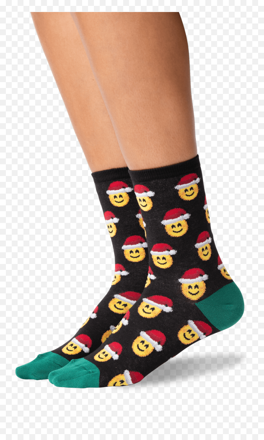 Womenu0027s Santa Smile Emoji Socks - Black For Teen,Santa Emoji