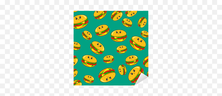 Abstract Seamless Pattern For Girls Or - Happy Emoji,Hamburger Emoticon