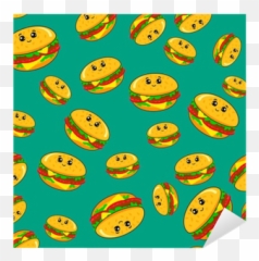 Abstract Seamless Pattern For Girls Or - Happy Emoji,Hamburger Emoticon