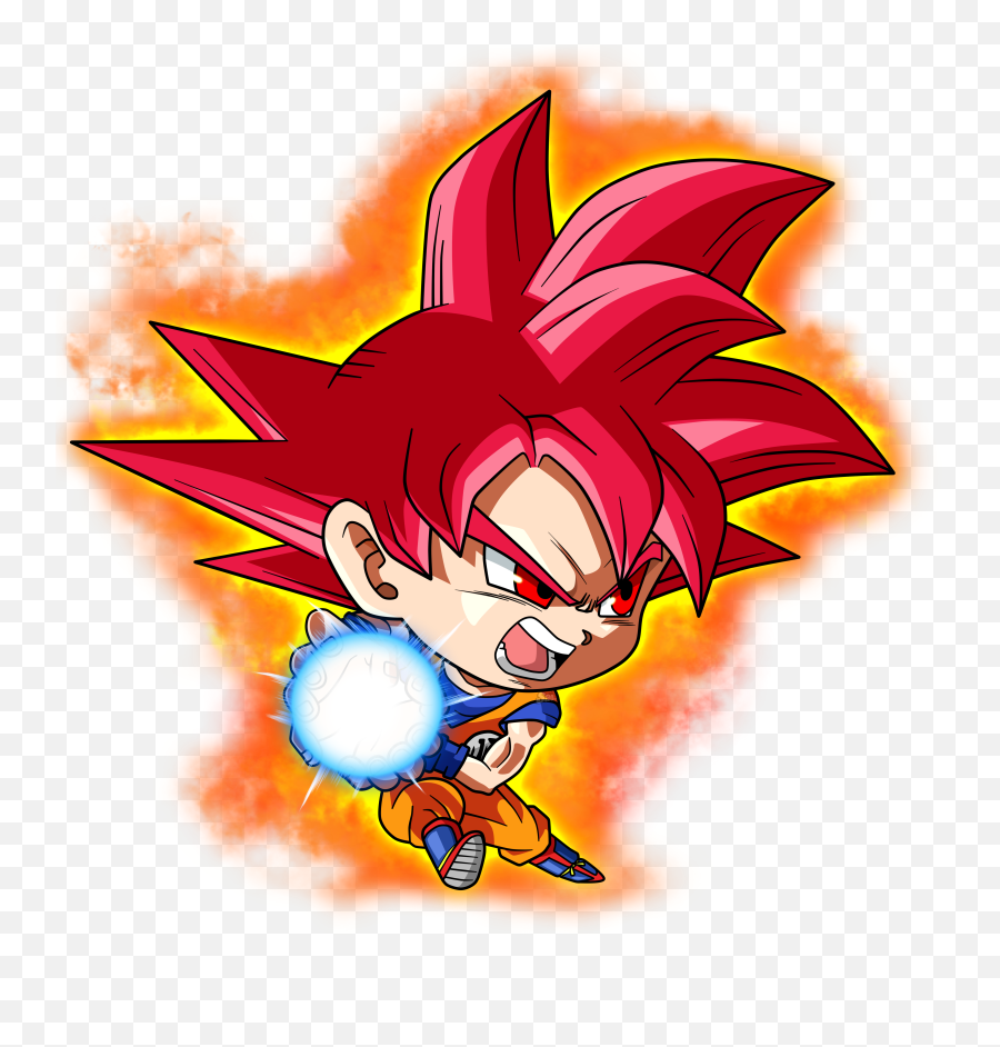 Chibi Goku Super Saiyan God Kamehameha - Super Saiyan God Goku Chibi Emoji,Kamehameha Emojis