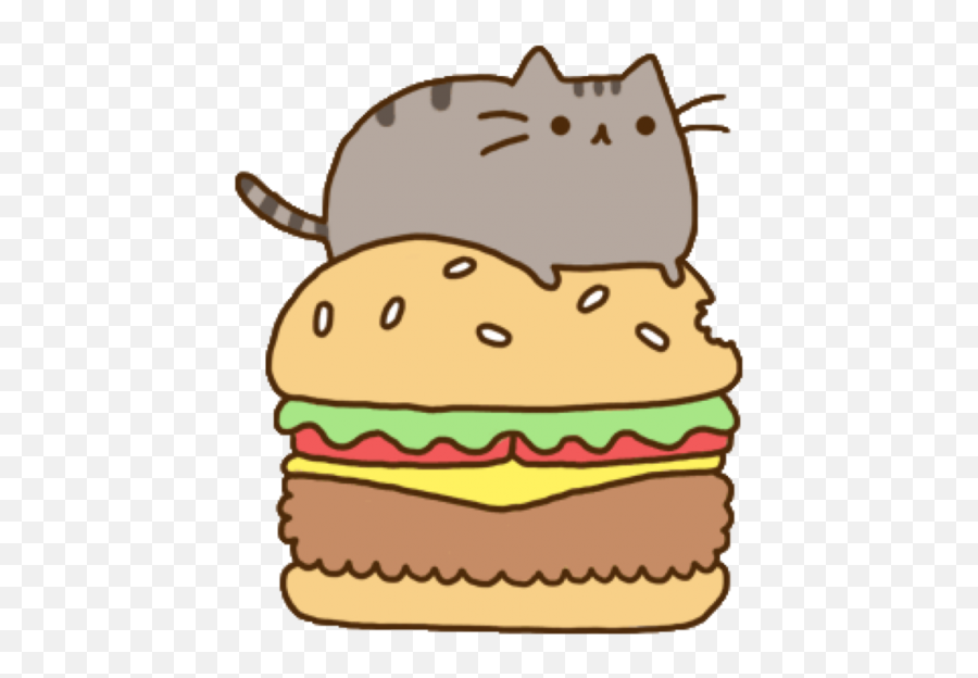 Download Cheeseburger Pusheen Hamburger - Hamburger Cat Emoji,Pusheen Food Emotions