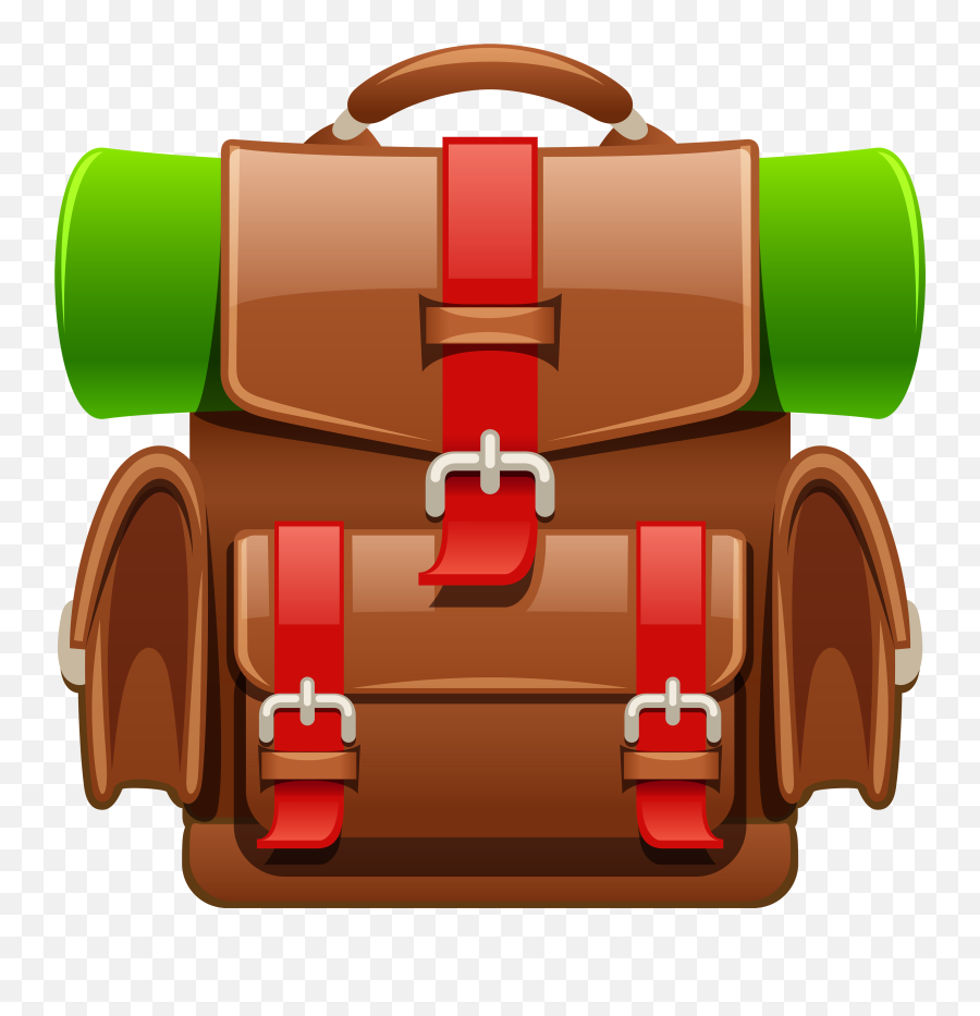 Brown Tourist Backpack Clipart Image - Clipartix Backpack Png Clipart Emoji,Backpack Emoji Png