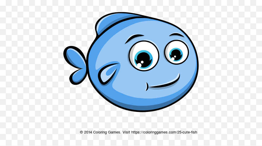 Download Hd Cute Fish Coloring Page - Fish Transparent Png Emoji,Coloring Pages Emoticon Happy