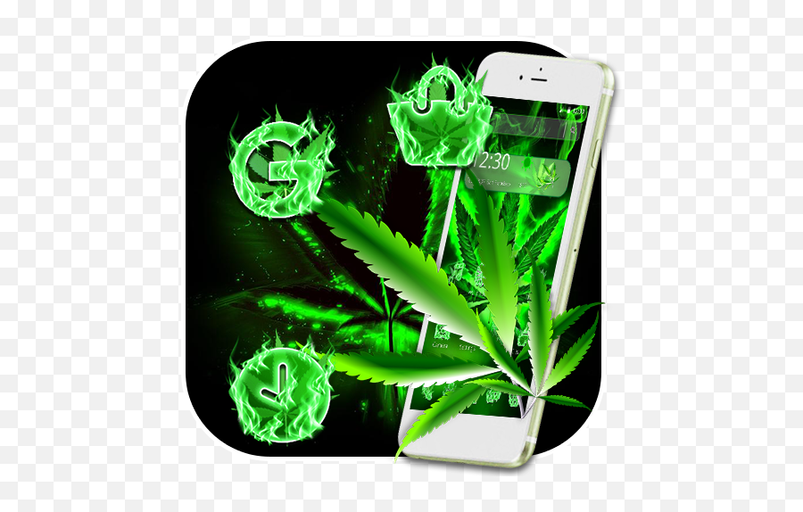 Neon Green Glowing Leaf Theme - Smartphone Emoji,Smoking Weed Emoji Iphone