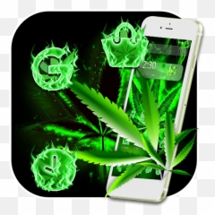 Neon Green Glowing Leaf Theme - Smartphone Emoji,Smoking Weed Emoji Iphone