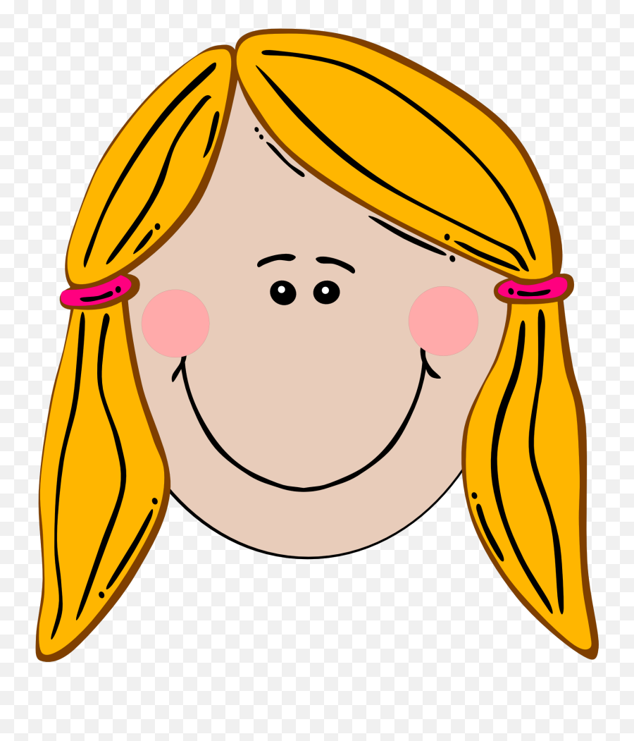 Smiling Cartoon Girl Face With Pink Cheeks - Blondy Cartoon Emoji,Cartoon Girl Emotions