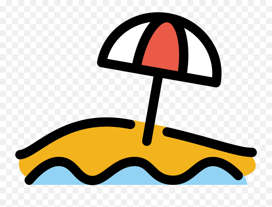 Beach With Umbrella Emoji Clipart - Emoticon Praia,Umbrella Emoji