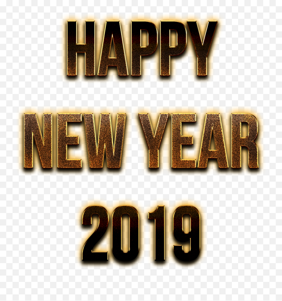 Happy New Year 2019 Golden Letters Pnglib U2013 Free Png Library - Happy New Year In Png Emoji,New Year Emojis 2019
