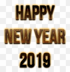 Happy New Year 2019 Golden Letters Pnglib U2013 Free Png Library - Happy New Year In Png Emoji,New Year Emojis 2019