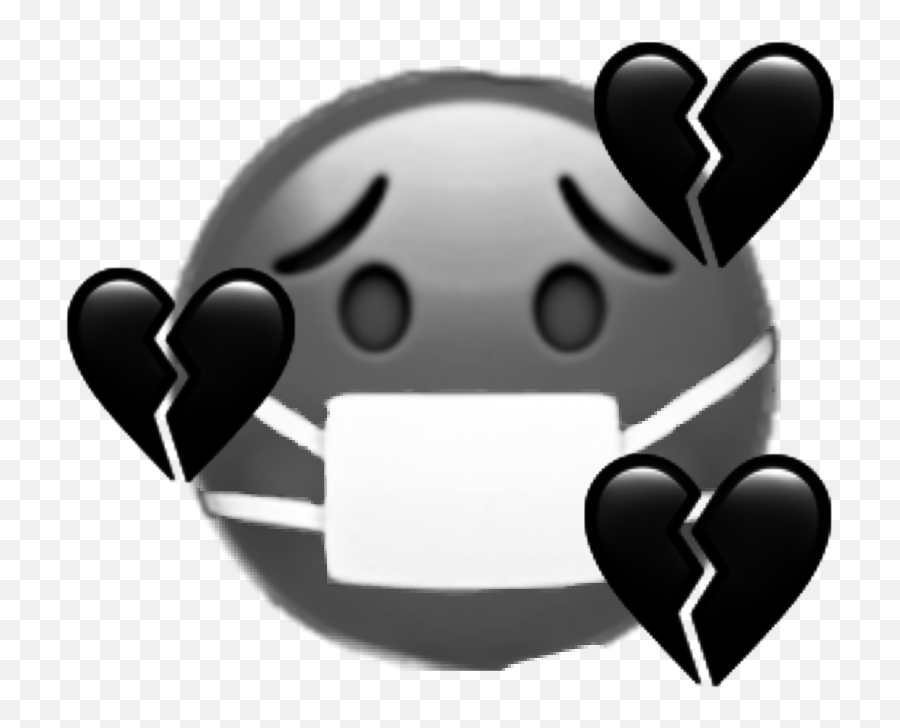 Coronavirus Heartbroken Black Grey - Dot Emoji,Heart Eyes Emoji Black And White
