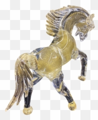 1960s Zanetti Murano Signed Hand Blown 24k Gold Glass Horse Emoji,Facebook Emoticons. Rearing Horse
