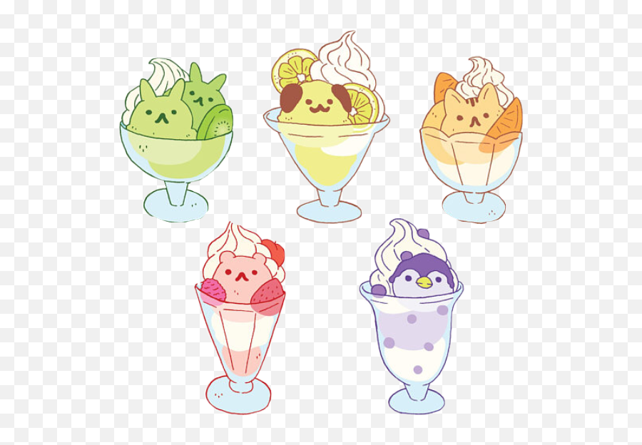 Cats Dogs Penguins Sundae Bunnies Sticker By Katie - Gelato Emoji,Sundae Emoji