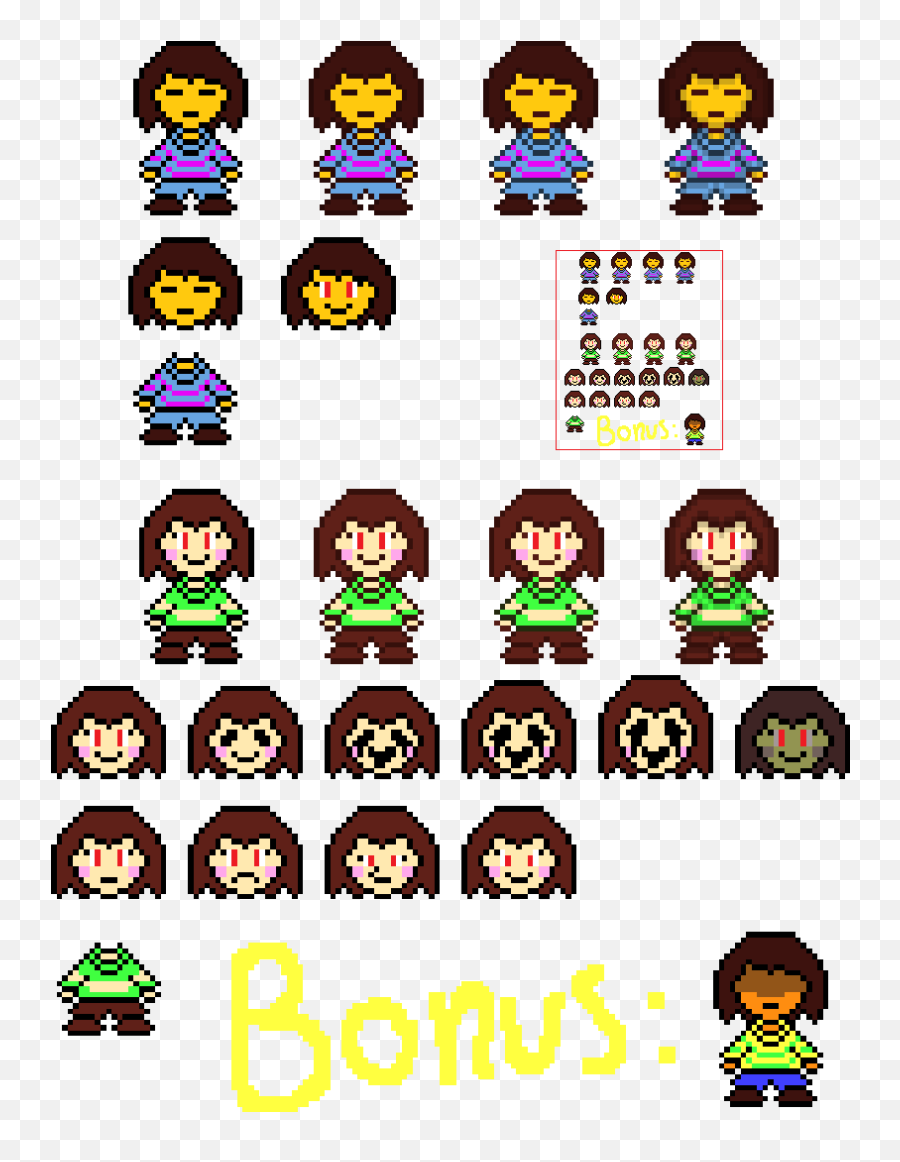 Undertale - Frisk And Chara Overworld Sprites By Emoji,Undertale Text Emoticons
