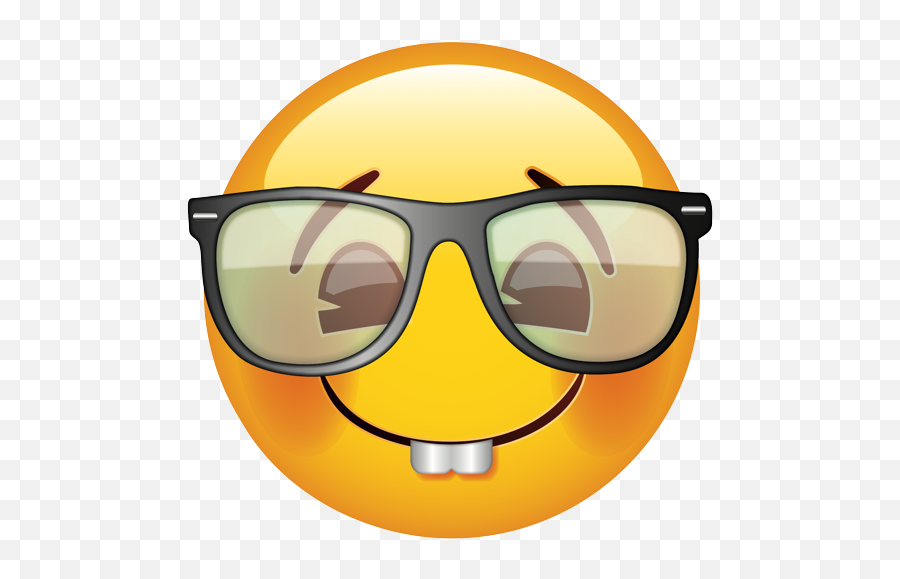 Wide Smiling Geek With Glasses - Glasses And Buck Teeth Emoji,Pimp Emoji