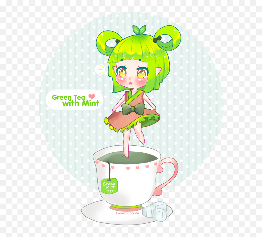 Chibi Green Tea With Mint By Cremebunny - Serveware Emoji,Frog Sipping Tea Emoji