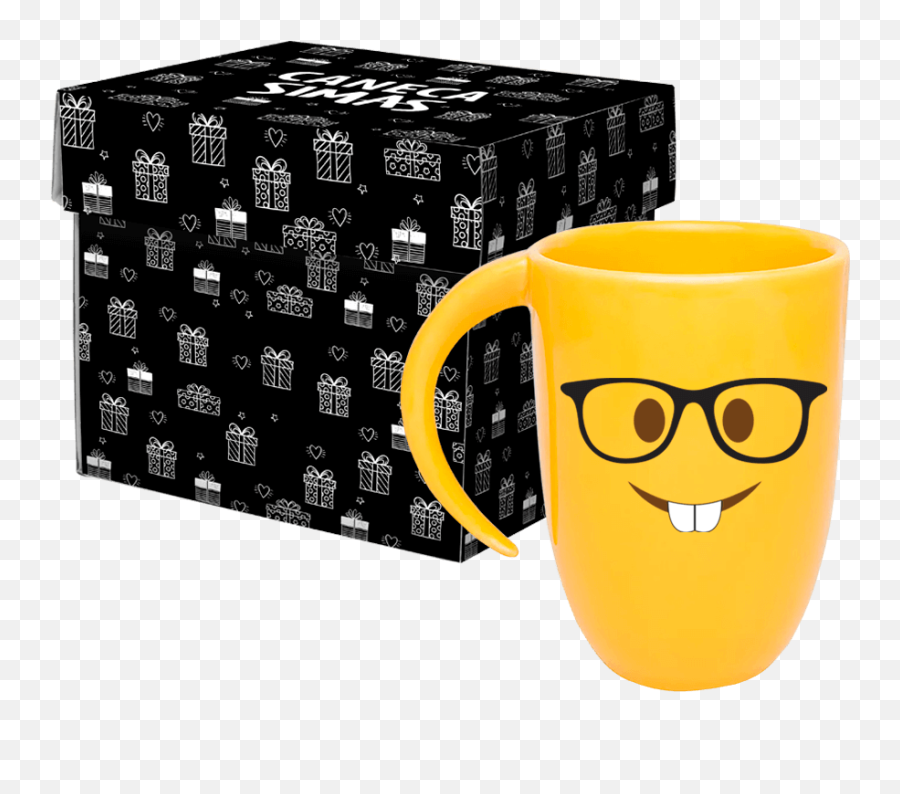 Simas Presentes Criativos - Caneca Fall Amarela Emoji Nerd Copo De Cerveja Com Oculos,Nerd Emoji