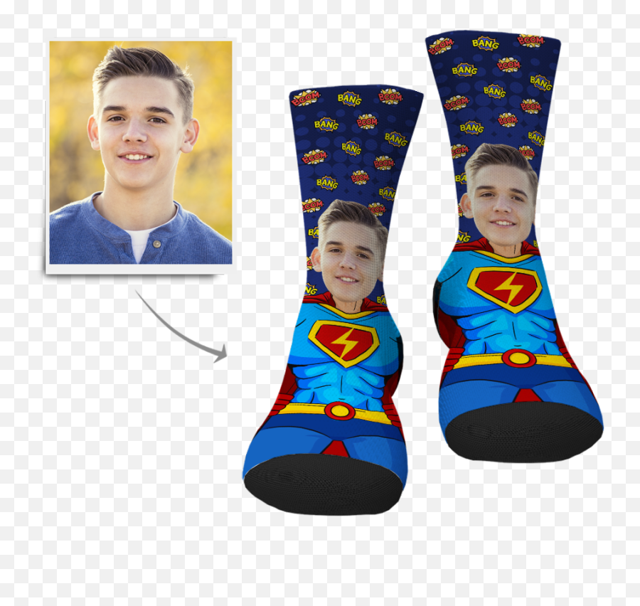 Custom Superman Face Socks - Boy Emoji,Custom Emoji Socks