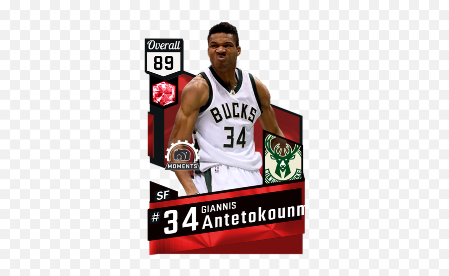 Giannis Antetokounmpo 89 - Nba 2k17 Myteam Ruby Card Milwaukee Bucks Emoji,Russell Westbrook Emoji Shirt