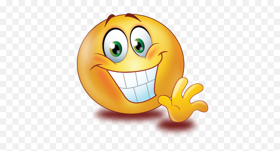 Greet Big Smile Wave Hand Emoji - Big Hand Wave Emoji,Shake Emoji