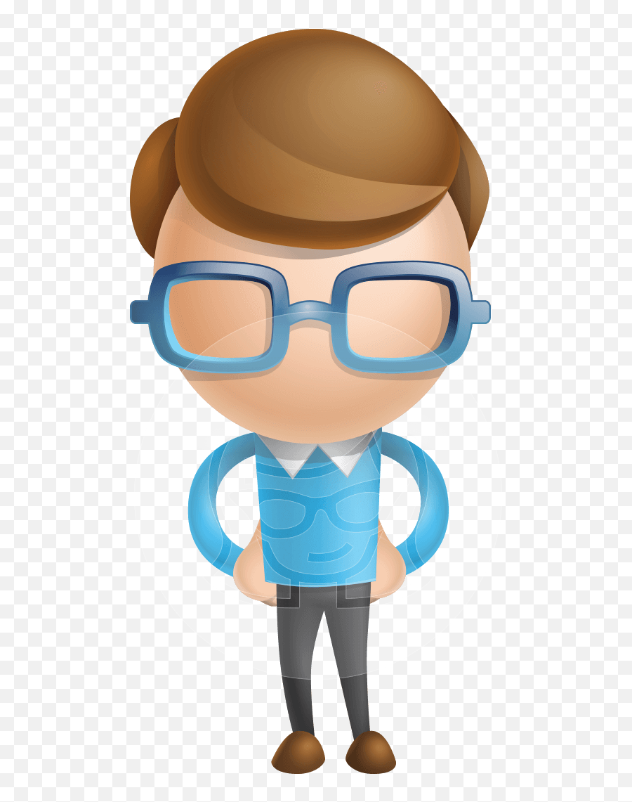 Simple Businessman Vector 3d Cartoon - Boy With Glasses Clipart Png Emoji,Nerdy Emotions