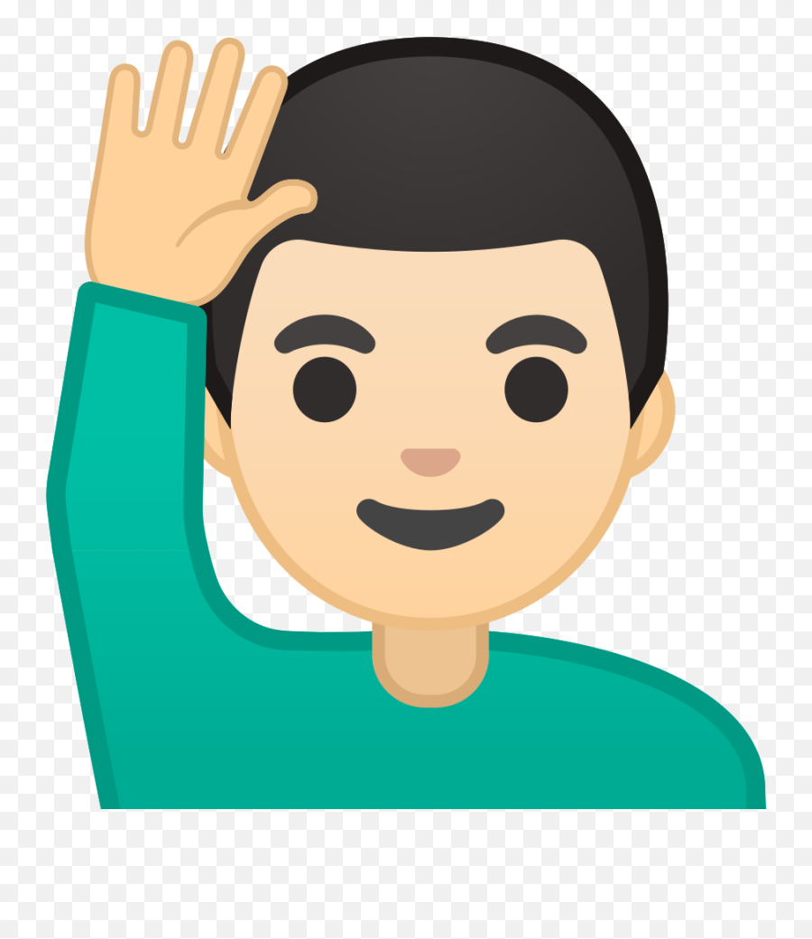 Man Raising Hand Light Skin Tone Icon Noto Emoji People,Darkskin Emoji Shrugging