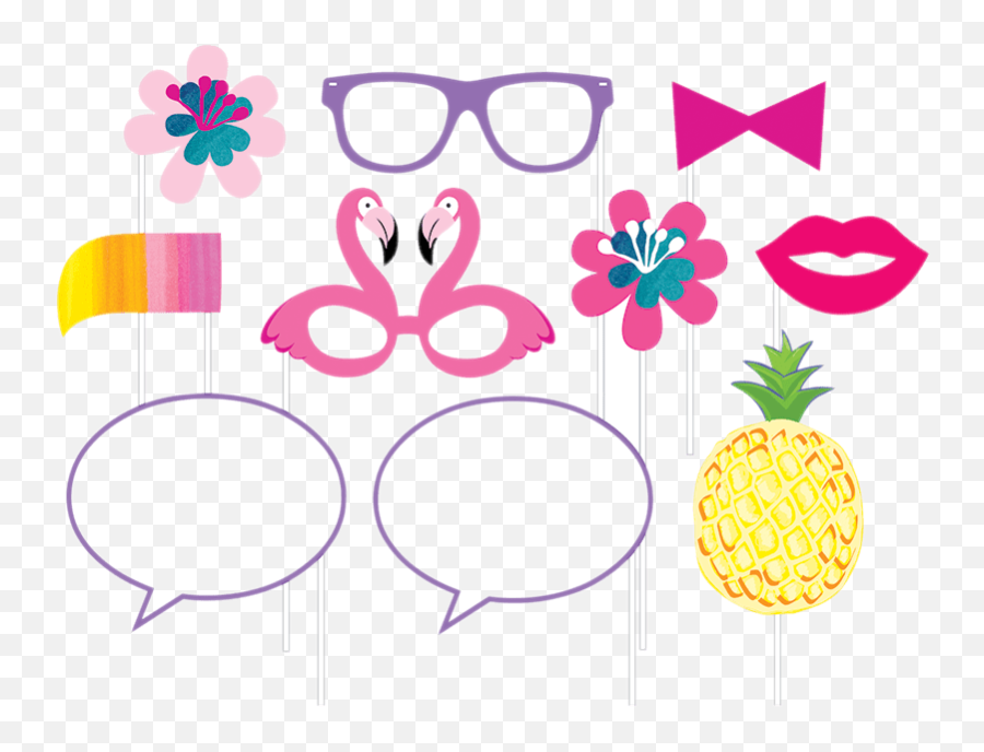 Pineapple N Friends Photo Booth Props Set - Booth Props Tropical Emoji,Emoji Photo Booth Props