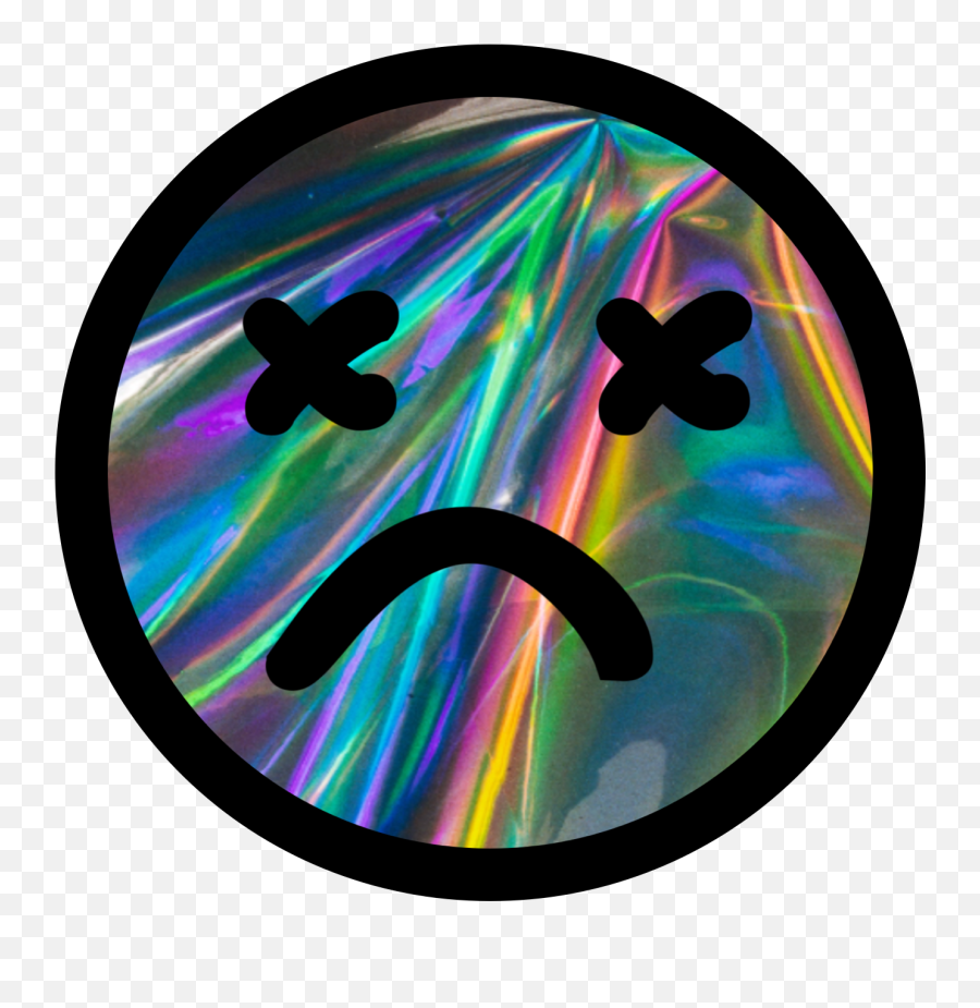 Holographic Holo Sad Tumblr Sticker By Yara Amaral - Dot Emoji,Emotion Meme Tumblr