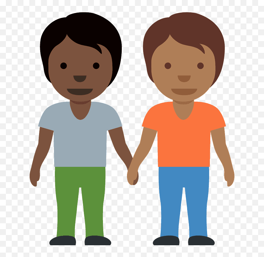 People Holding Hands Emoji Clipart - Emoji Coppia Per Mano Bambini Pelle Scura,Boys Holding Hands Emoji