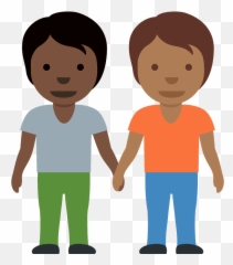 People Holding Hands Emoji Clipart - Emoji Coppia Per Mano Bambini Pelle Scura,Boys Holding Hands Emoji