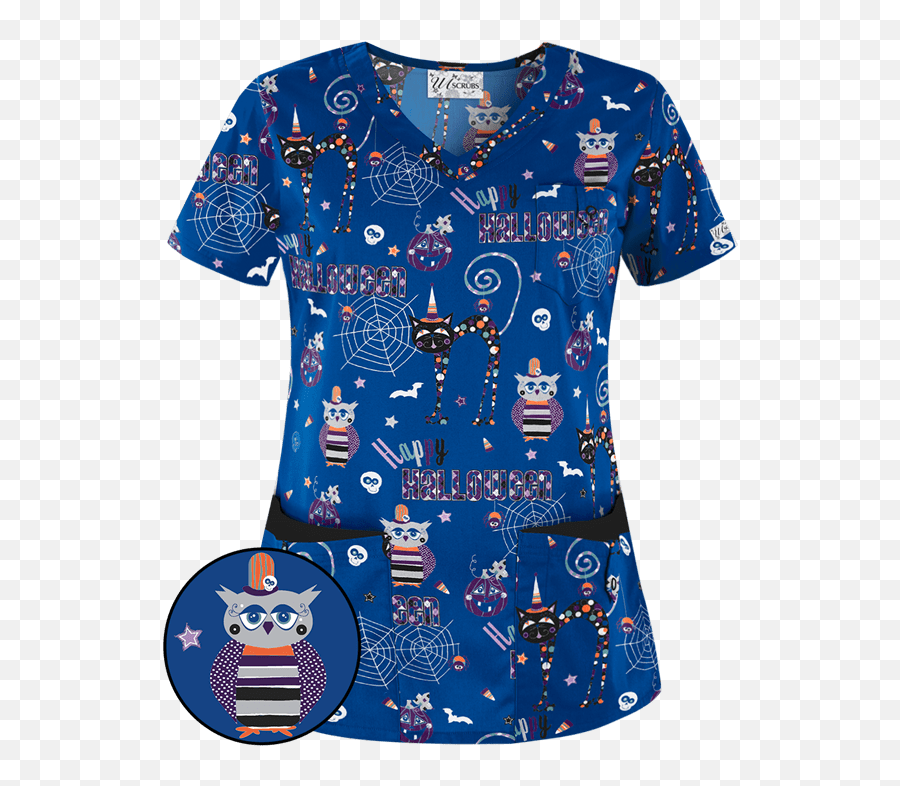 Beware Our New Halloween Scrubs Are Spooktacular A Day - Short Sleeve Emoji,Ghoulish Smiley Emoticon
