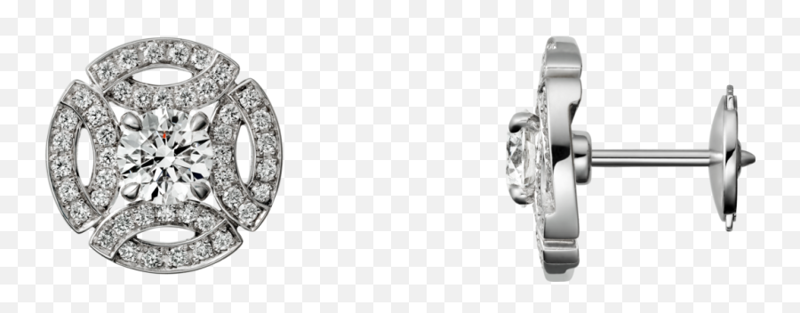 Galanterie De Cartier Earrings In White - Galanterie De Cartier Emoji,Emotions Cubic Zirconia 10k Gold Swirl Ring