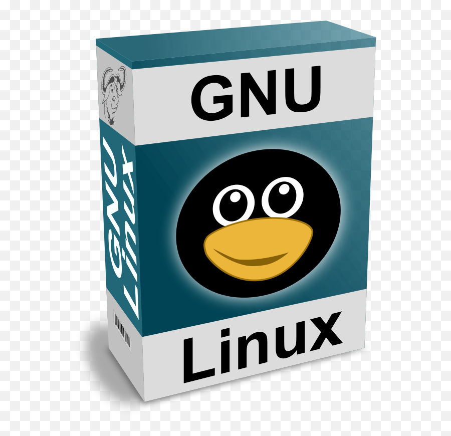 Software Carton Box With Gnu - Linux Text And Funny Tux Face Software Box Emoji,Weird Face Emoticon