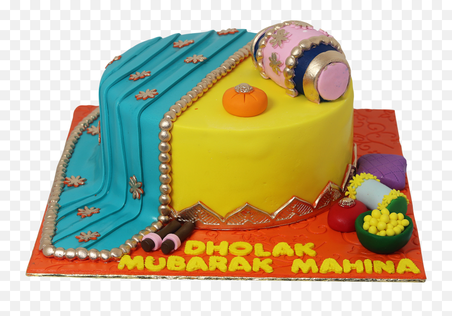 Dholak Mubarak Cake Send Gifts To Pakistan From Usa Online - Dholak Cake Emoji,3 Inch By 3 Inch Emojis Cake Decoration