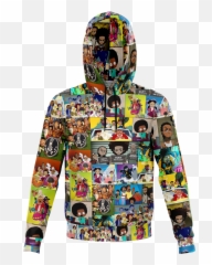 Black Cartoon Collage Hoodie Emoji,Huey Emoji