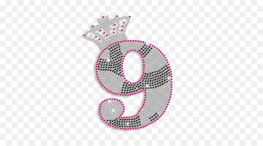 Custom Cute Shinning Number 9 With Crystal Crown Diamante Iron On Transfer Design Emoji,Emotions Swarovski Pendant
