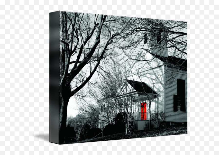 Church With Red Door And Cross By Sherri Sabo Emoji,Overcast Sky Emotions